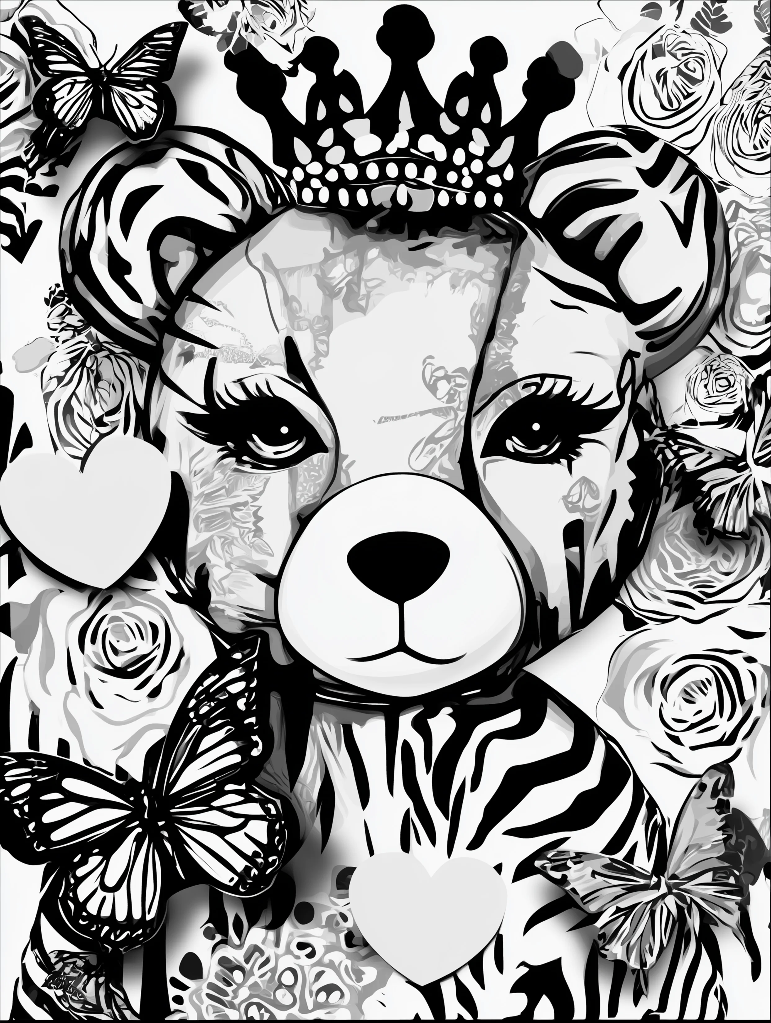 Free printable bear coloring book page featuring a royal bear